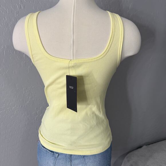 Fabletics Daily Rib Square Neck Tank, Yellow, M - Picture 2 of 5